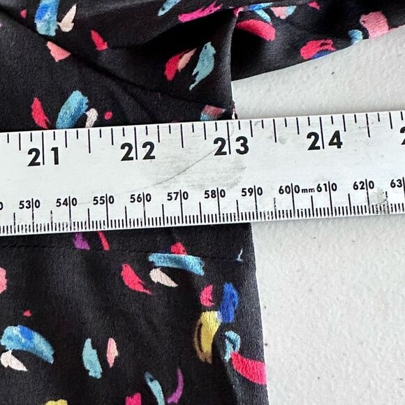 CAbi‎ Ferris Button Down Blouse Womens L Black Multi Color Rainbow - Picture 9 of 10